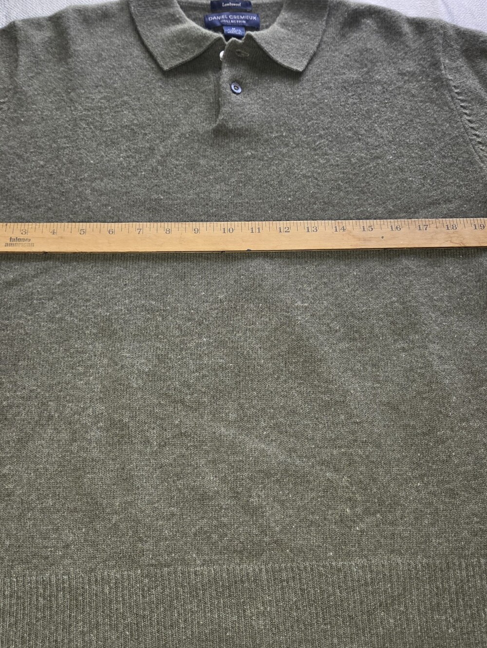 Daniel Cremieux M Medium Men's Olive 100 %  Lambswool Polo Sweater - Picture 3 of 7